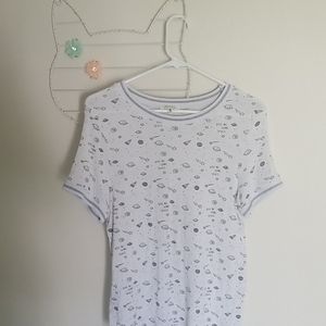 SPACE THEME Messy Bun Short Sleeved Shirt